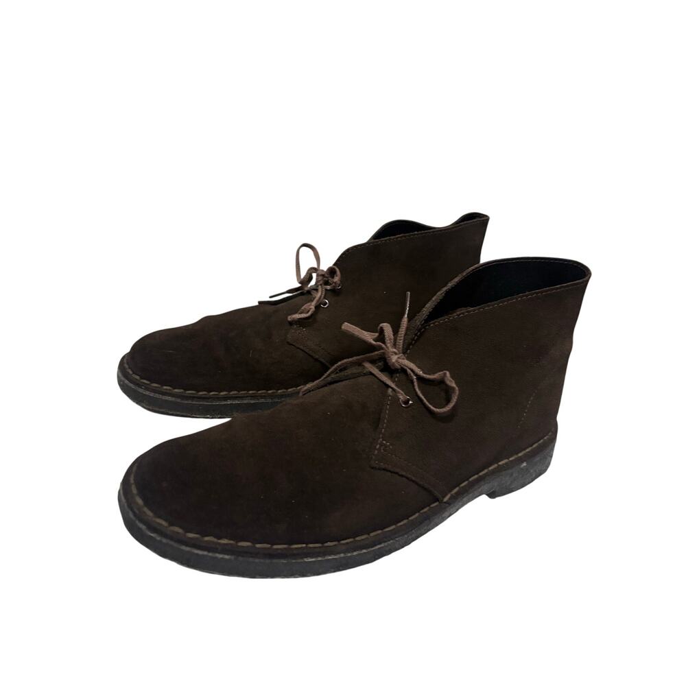 Clarks Desert Boots Mens US 11 Brown Suede Chukka Crepe Sole Lace Up Boots